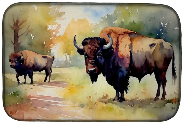 Main image of Wood Bison Dish Drying Mat Absorbent Dish Drying Mat Pad for Kitchen Counter Dish Drainer Mat for Countertop, 14 x 21", Multicol