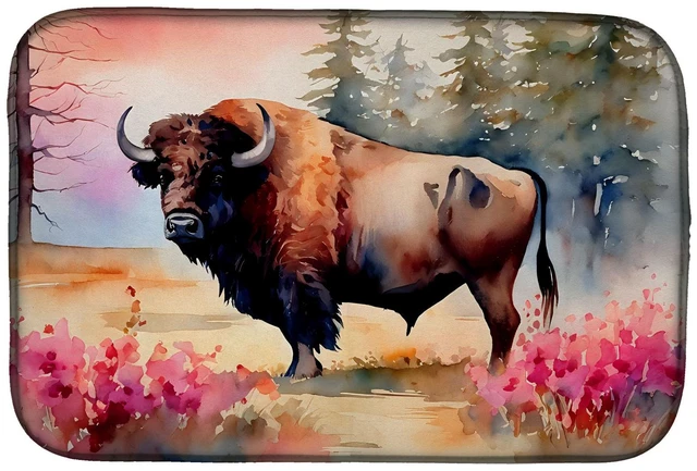 Main image of Wood Bison Dish Drying Mat Absorbent Dish Drying Mat Pad for Kitchen Counter Dish Drainer Mat for Countertop, 14 x 21", Multicol