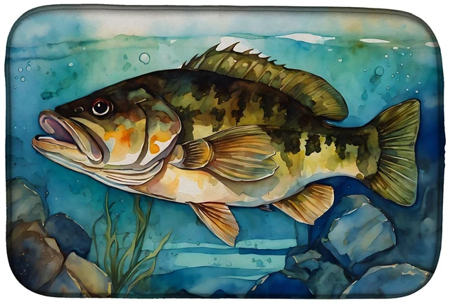Main image of Smallmouth Bass Dish Drying Mat Absorbent Dish Drying Mat Pad for Kitchen Counter Dish Drainer Mat for Countertop, 14 x 21", Mul