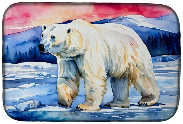 Main image of Polar Bear Dish Drying Mat Absorbent Dish Drying Mat Pad for Kitchen Counter Dish Drainer Mat for Countertop, 14 x 21", Multicol