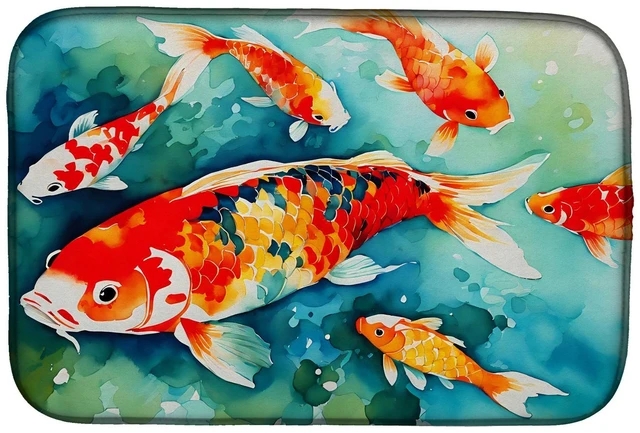 Main image of Koi Fish Dish Drying Mat Absorbent Dish Drying Mat Pad for Kitchen Counter Dish Drainer Mat for Countertop, 14 x 21", Multicolor