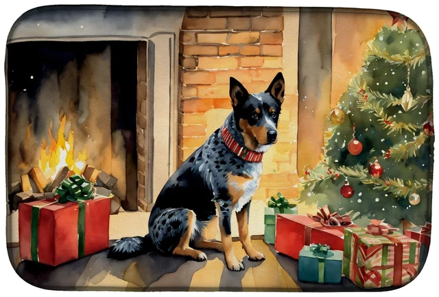Main image of Australian Cattle Dog Cozy Christmas Dish Drying Mat Absorbent Dish Drying Mat Pad for Kitchen Counter Dish Drainer Mat for Coun