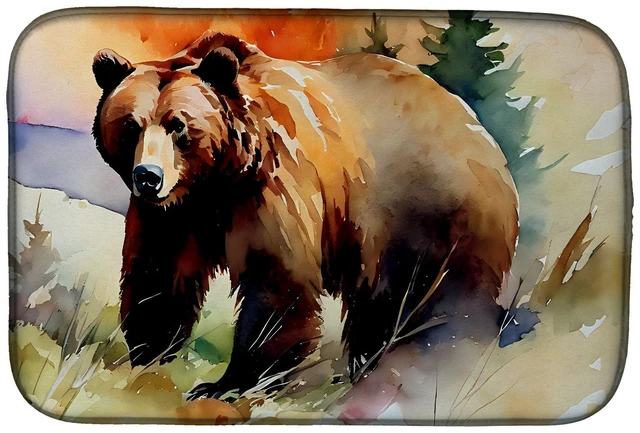 Main image of Grizzly Bear Dish Drying Mat Absorbent Dish Drying Mat Pad for Kitchen Counter Dish Drainer Mat for Countertop, 14 x 21", Multic
