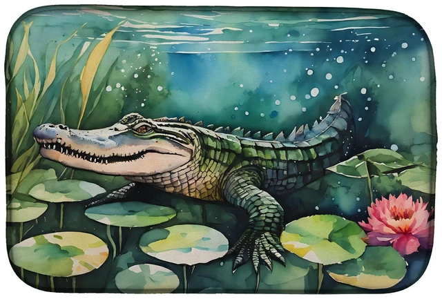 Main image of Alligator Dish Drying Mat Absorbent Dish Drying Mat Pad for Kitchen Counter Dish Drainer Mat for Countertop, 14 x 21", Multicolo
