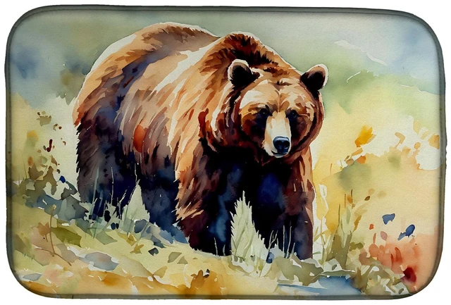 Main image of Grizzly Bear Dish Drying Mat Absorbent Dish Drying Mat Pad for Kitchen Counter Dish Drainer Mat for Countertop, 14 x 21", Multic