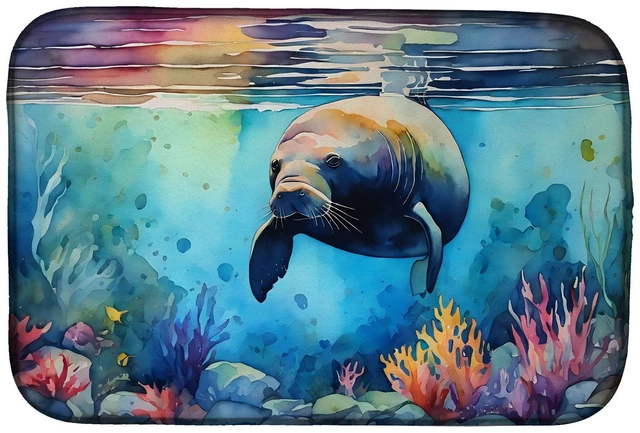 Main image of Manatee Dish Drying Mat Absorbent Dish Drying Mat Pad for Kitchen Counter Dish Drainer Mat for Countertop, 14 x 21", Multicolor