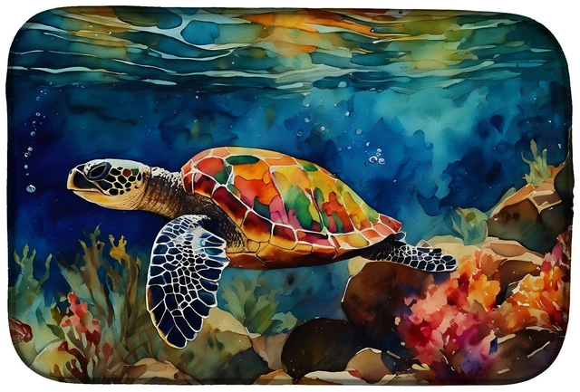Main image of Loggerhead Sea Turtle Dish Drying Mat Absorbent Dish Drying Mat Pad for Kitchen Counter Dish Drainer Mat for Countertop, 14 x 21
