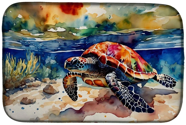 Main image of Loggerhead Sea Turtle Dish Drying Mat Absorbent Dish Drying Mat Pad for Kitchen Counter Dish Drainer Mat for Countertop, 14 x 21