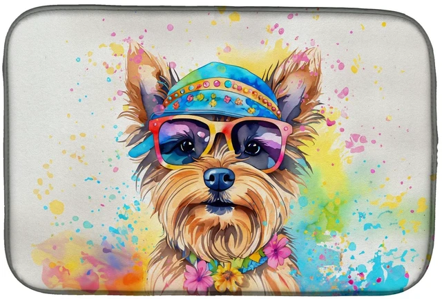 Main image of Yorkshire Terrier Hippie Dawg Dish Drying Mat Absorbent Dish Drying Mat Pad for Kitchen Counter Dish Drainer Mat for Countertop,
