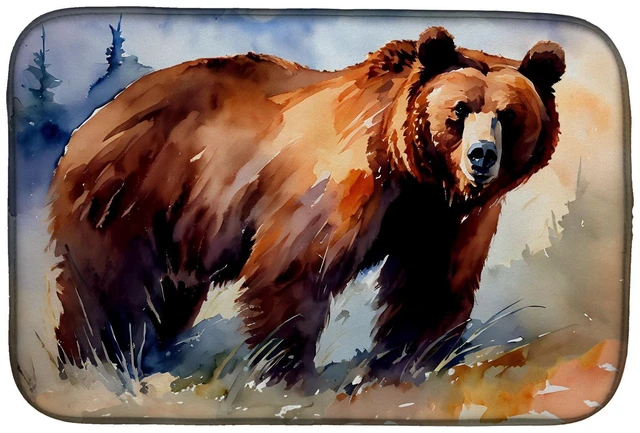 Main image of Grizzly Bear Dish Drying Mat Absorbent Dish Drying Mat Pad for Kitchen Counter Dish Drainer Mat for Countertop, 14 x 21", Multic