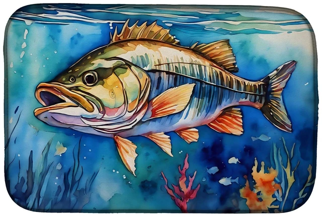 Main image of Striped Bass Dish Drying Mat Absorbent Dish Drying Mat Pad for Kitchen Counter Dish Drainer Mat for Countertop, 14 x 21", Multic