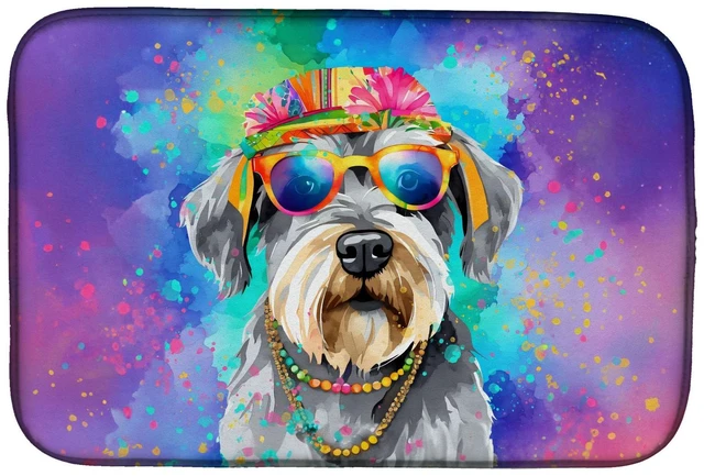 Main image of Schnauzer Hippie Dawg Dish Drying Mat Absorbent Dish Drying Mat Pad for Kitchen Counter Dish Drainer Mat for Countertop, 14 x 21