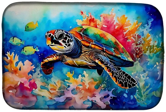 Main image of Loggerhead Sea Turtle Dish Drying Mat Absorbent Dish Drying Mat Pad for Kitchen Counter Dish Drainer Mat for Countertop, 14 x 21