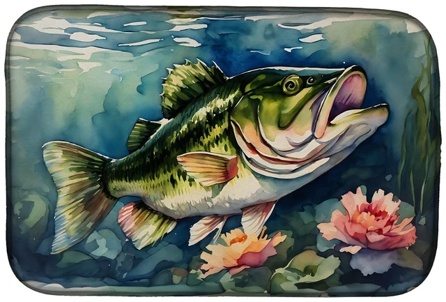 Main image of Largemouth Bass Dish Drying Mat Absorbent Dish Drying Mat Pad for Kitchen Counter Dish Drainer Mat for Countertop, 14 x 21", Mul