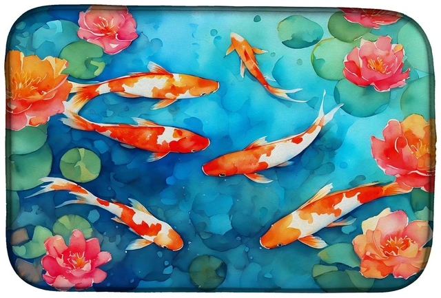 Main image of Koi Fish Dish Drying Mat Absorbent Dish Drying Mat Pad for Kitchen Counter Dish Drainer Mat for Countertop, 14 x 21", Multicolor