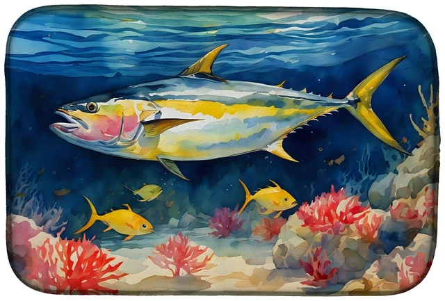 Main image of Yellowfin Tuna Dish Drying Mat Absorbent Dish Drying Mat Pad for Kitchen Counter Dish Drainer Mat for Countertop, 14 x 21", Mult