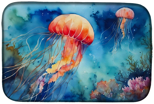 Main image of Jellyfish Dish Drying Mat Absorbent Dish Drying Mat Pad for Kitchen Counter Dish Drainer Mat for Countertop, 14 x 21", Multicolo