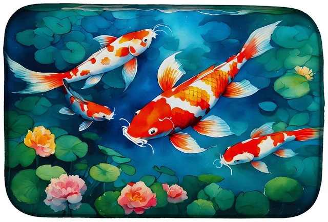 Main image of Koi Fish Dish Drying Mat Absorbent Dish Drying Mat Pad for Kitchen Counter Dish Drainer Mat for Countertop, 14 x 21", Multicolor