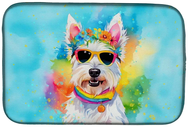 Main image of Westie Hippie Dawg Dish Drying Mat Absorbent Dish Drying Mat Pad for Kitchen Counter Dish Drainer Mat for Countertop, 14 x 21",