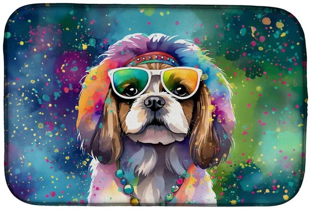 Main image of Shih Tzu Hippie Dawg Dish Drying Mat Absorbent Dish Drying Mat Pad for Kitchen Counter Dish Drainer Mat for Countertop, 14 x 21"