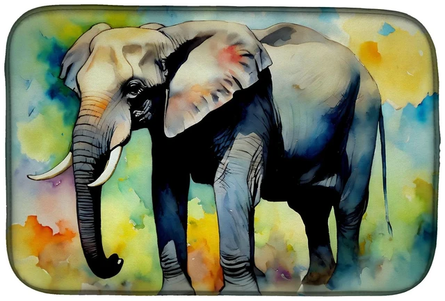Main image of Elephant Dish Drying Mat Absorbent Dish Drying Mat Pad for Kitchen Counter Dish Drainer Mat for Countertop, 14 x 21", Multicolor