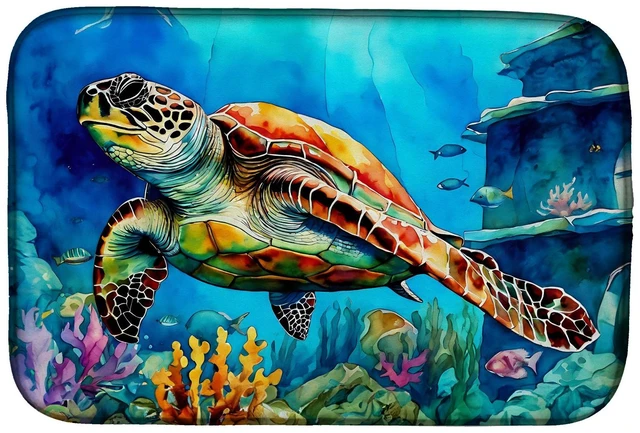 Main image of Loggerhead Sea Turtle Dish Drying Mat Absorbent Dish Drying Mat Pad for Kitchen Counter Dish Drainer Mat for Countertop, 14 x 21
