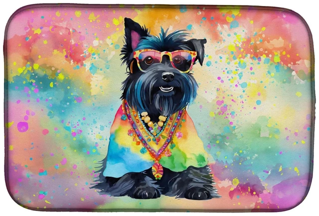 Main image of Scottish Terrier Hippie Dawg Dish Drying Mat Absorbent Dish Drying Mat Pad for Kitchen Counter Dish Drainer Mat for Countertop,