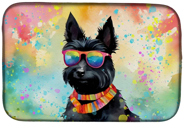 Main image of Scottish Terrier Hippie Dawg Dish Drying Mat Absorbent Dish Drying Mat Pad for Kitchen Counter Dish Drainer Mat for Countertop,