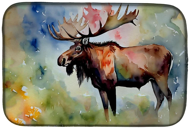 Main image of Moose Dish Drying Mat Absorbent Dish Drying Mat Pad for Kitchen Counter Dish Drainer Mat for Countertop, 14 x 21", Multicolor