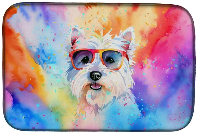 Main image of Westie Hippie Dawg Dish Drying Mat Absorbent Dish Drying Mat Pad for Kitchen Counter Dish Drainer Mat for Countertop, 14 x 21",