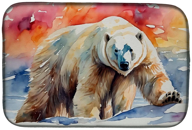 Main image of Polar Bear Dish Drying Mat Absorbent Dish Drying Mat Pad for Kitchen Counter Dish Drainer Mat for Countertop, 14 x 21", Multicol