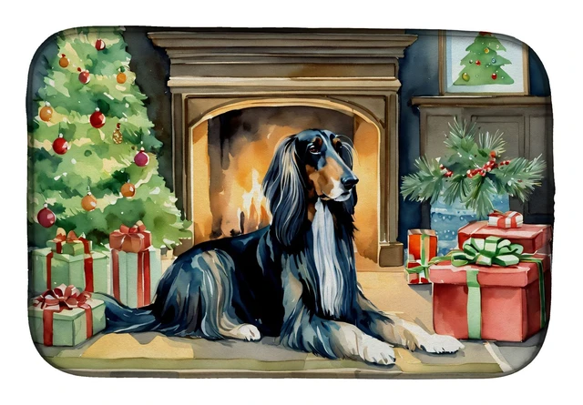 Main image of Afghan Hound Cozy Christmas Dish Drying Mat Absorbent Dish Drying Mat Pad for Kitchen Counter Dish Drainer Mat for Countertop, 1