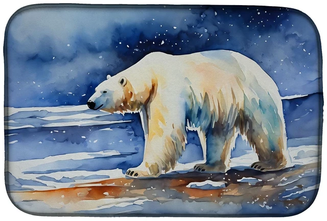 Main image of Polar Bear Dish Drying Mat Absorbent Dish Drying Mat Pad for Kitchen Counter Dish Drainer Mat for Countertop, 14 x 21", Multicol
