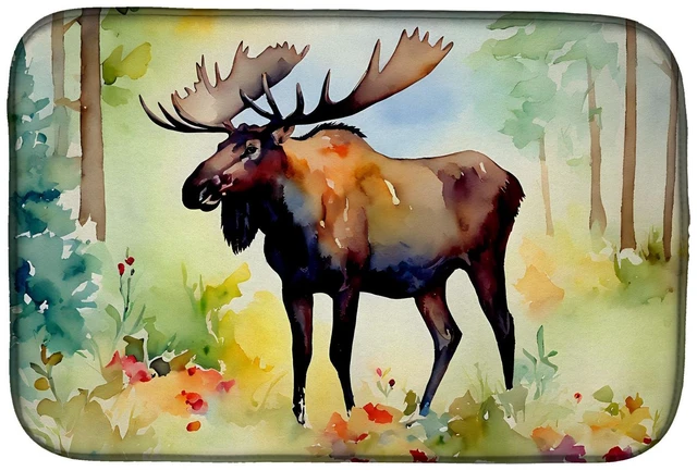 Main image of Moose Dish Drying Mat Absorbent Dish Drying Mat Pad for Kitchen Counter Dish Drainer Mat for Countertop, 14 x 21", Multicolor