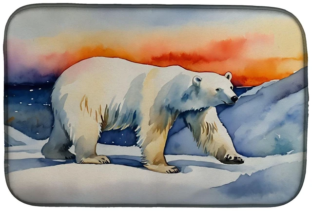 Main image of Polar Bear Dish Drying Mat Absorbent Dish Drying Mat Pad for Kitchen Counter Dish Drainer Mat for Countertop, 14 x 21", Multicol