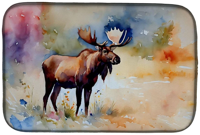 Main image of Moose Dish Drying Mat Absorbent Dish Drying Mat Pad for Kitchen Counter Dish Drainer Mat for Countertop, 14 x 21", Multicolor
