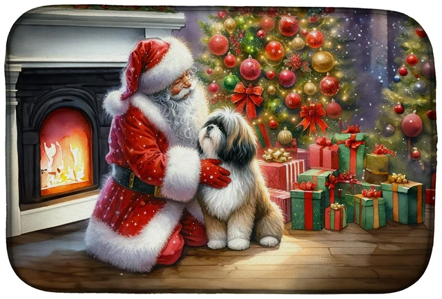 Main image of Lhasa Apso and Santa Claus Dish Drying Mat Absorbent Dish Drying Mat Pad for Kitchen Counter Dish Drainer Mat for Countertop, 14