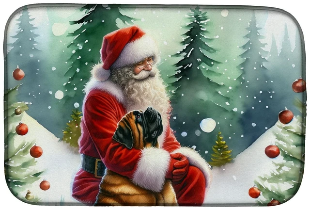 Main image of Mastiff and Santa Claus Dish Drying Mat Absorbent Dish Drying Mat Pad for Kitchen Counter Dish Drainer Mat for Countertop, 14 x