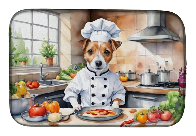 Main image of Jack Russell Terrier The Chef Dish Drying Mat Absorbent Dish Drying Mat Pad for Kitchen Counter Dish Drainer Mat for Countertop,