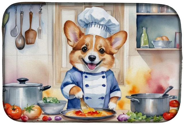 Main image of Corgi The Chef Dish Drying Mat Absorbent Dish Drying Mat Pad for Kitchen Counter Dish Drainer Mat for Countertop, 14 x 21", Mult