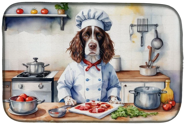 Main image of English Springer Spaniel The Chef Dish Drying Mat Absorbent Dish Drying Mat Pad for Kitchen Counter Dish Drainer Mat for Counter