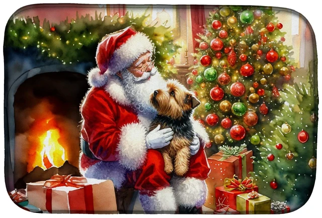 Main image of Norfolk Terrier and Santa Claus Dish Drying Mat Absorbent Dish Drying Mat Pad for Kitchen Counter Dish Drainer Mat for Counterto
