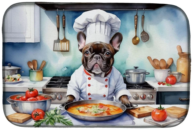 Main image of French Bulldog The Chef Dish Drying Mat Absorbent Dish Drying Mat Pad for Kitchen Counter Dish Drainer Mat for Countertop, 14 x