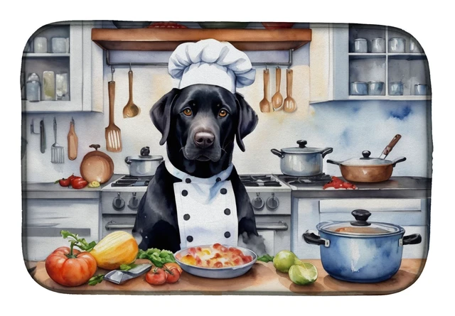 Main image of Black Labrador Retriever The Chef Dish Drying Mat Absorbent Dish Drying Mat Pad for Kitchen Counter Dish Drainer Mat for Counter