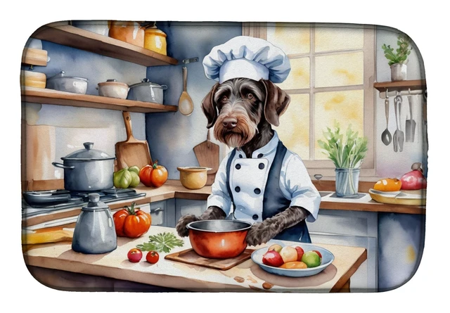 Main image of German Wirehaired Pointer The Chef Dish Drying Mat Absorbent Dish Drying Mat Pad for Kitchen Counter Dish Drainer Mat for Counte