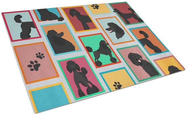 Main image of NEW Lots of Black Standard Poodle Glass Cutting Board Decorative Tempered Glass Kitchen Cutting and Serving Board Large Size Cho
