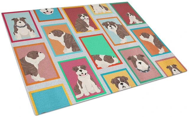 Main image of NEW Lots of Brindle English Bulldog Glass Cutting Board Decorative Tempered Glass Kitchen Cutting and Serving Board Large Size C