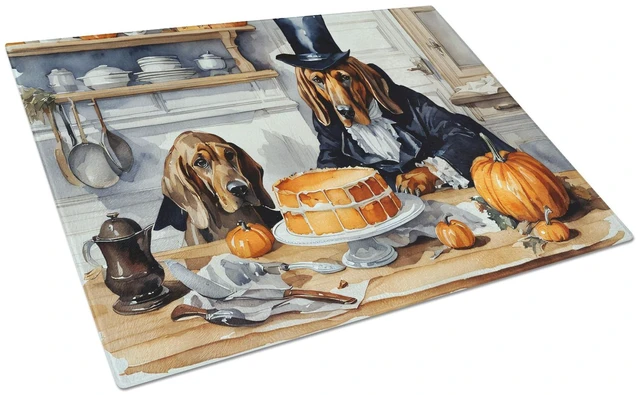 Main image of NEW Bloodhound Fall Kitchen Pumpkins Glass Cutting Board Decorative Tempered Glass Kitchen Cutting and Serving Board Large Size