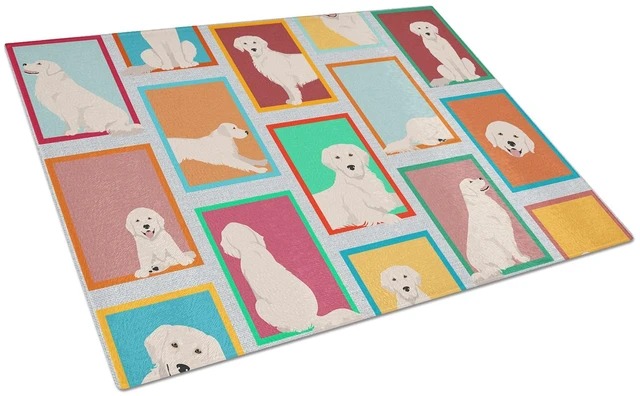 Main image of NEW Lots of Cream Golden Retriever Glass Cutting Board Decorative Tempered Glass Kitchen Cutting and Serving Board Large Size Ch