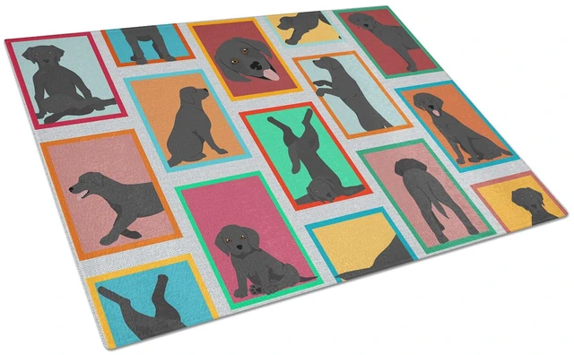 Main image of NEW Lots of Black Labrador Retriever Glass Cutting Board Decorative Tempered Glass Kitchen Cutting and Serving Board Large Size